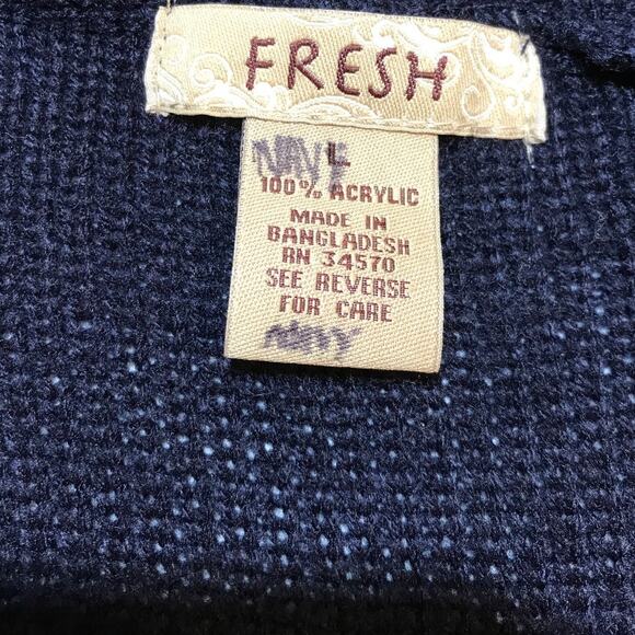 Fresh Navy Blue Long Sleeve Cardigan Sweater L - Picture 3 of 6